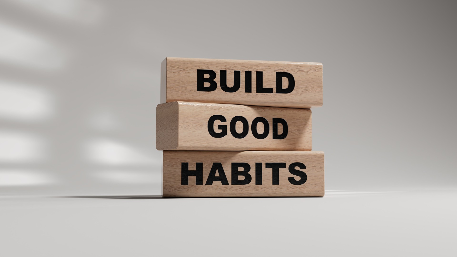 Build good habits symbol. wooden blocks with words Build good habits.Business and Build good habits concept. Copy space.3D rendering on white background.